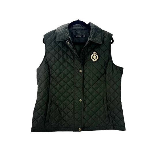 Lauren Ralph Lauren Crest-Patch Diamond Quilted Vest Olive Green Size XL NWT - Picture 4 of 13